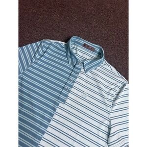 G/FORE Slip Stripe Contrast Polo Shirt Seagrass Mens XL Short Sleeve Performance